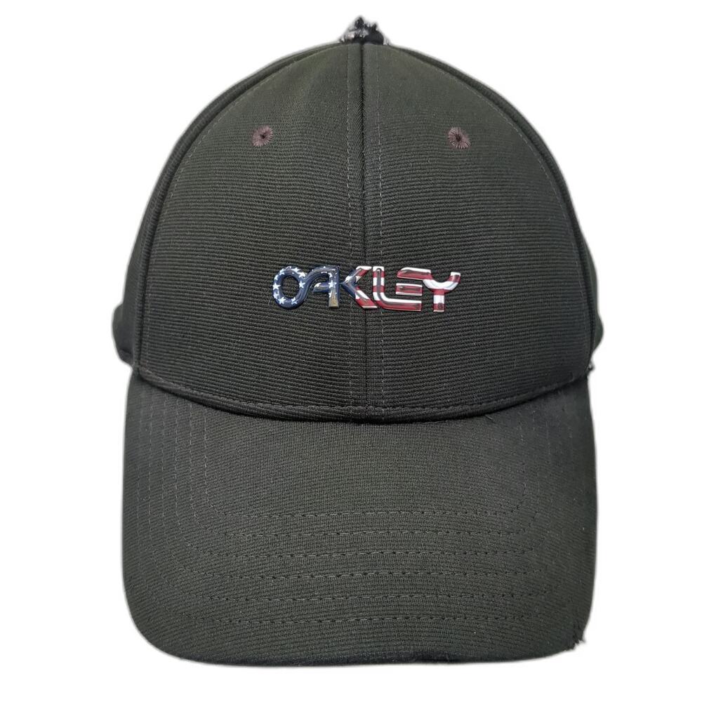 Oakley Baseball Cap Black XL Fitted Red White Blue American Flag Classic Low Hat